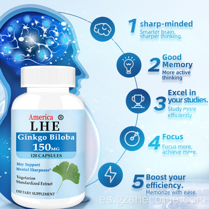 Las cápsulas Shecome Ginkgo Biloba apoyan la función cerebral